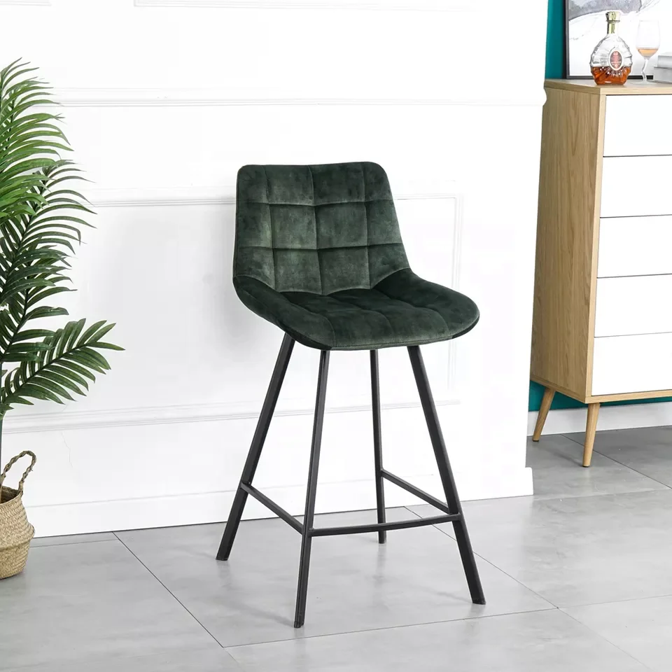 2022 Modern Velvet Fabric Fashion Design Bar Chair Bar Stools with Back