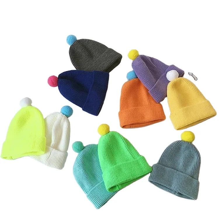 
Autumn Winter Baby Hats Solid Color Kids Boys Girls Warm Knitted Hats Beanies Caps 
