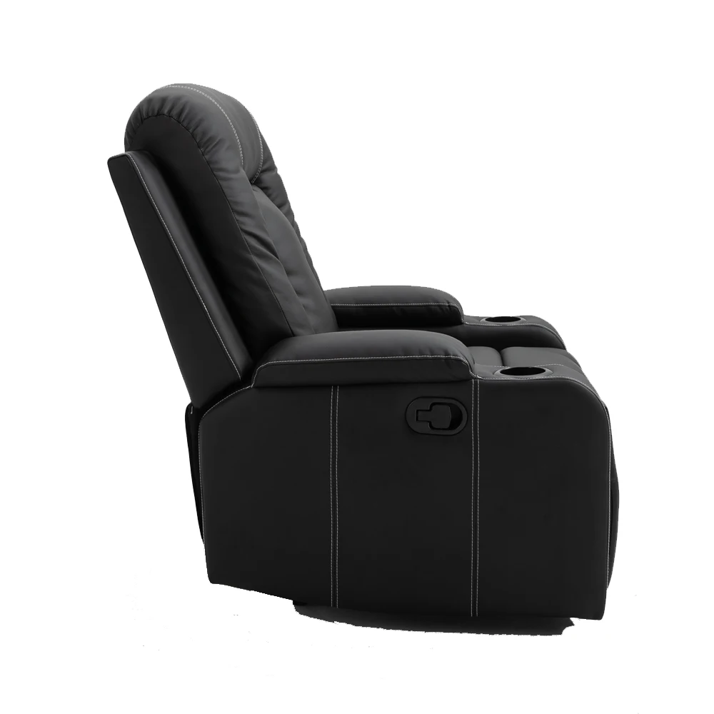 Partner Kd PU Manual Recliner With Cup Holder For Living Room Comfortable TV Recliner Chairs