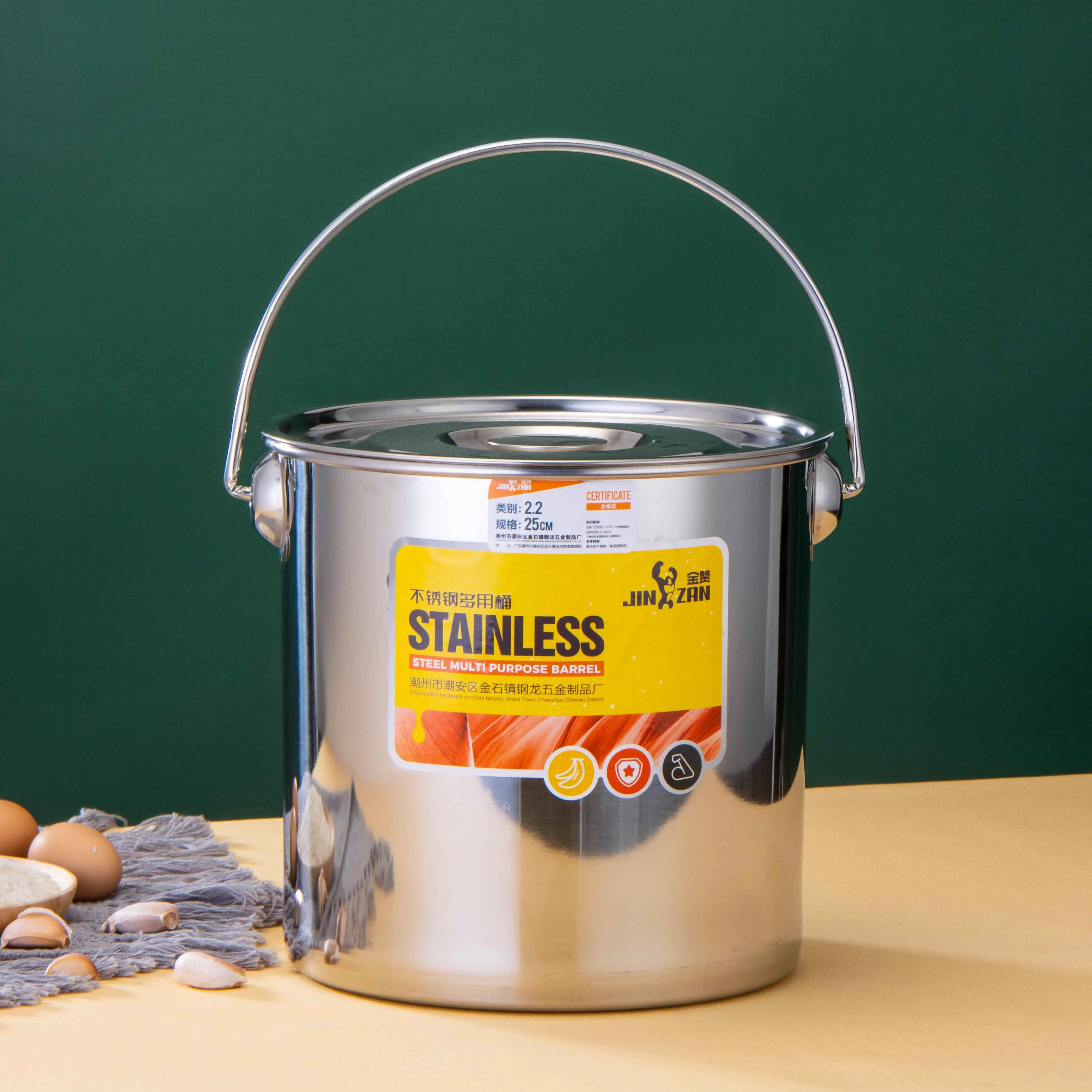 Multi-purpose Water and Soup Bucket Stainless Steel Oil Lift Bucket With Lid For Commercial Use