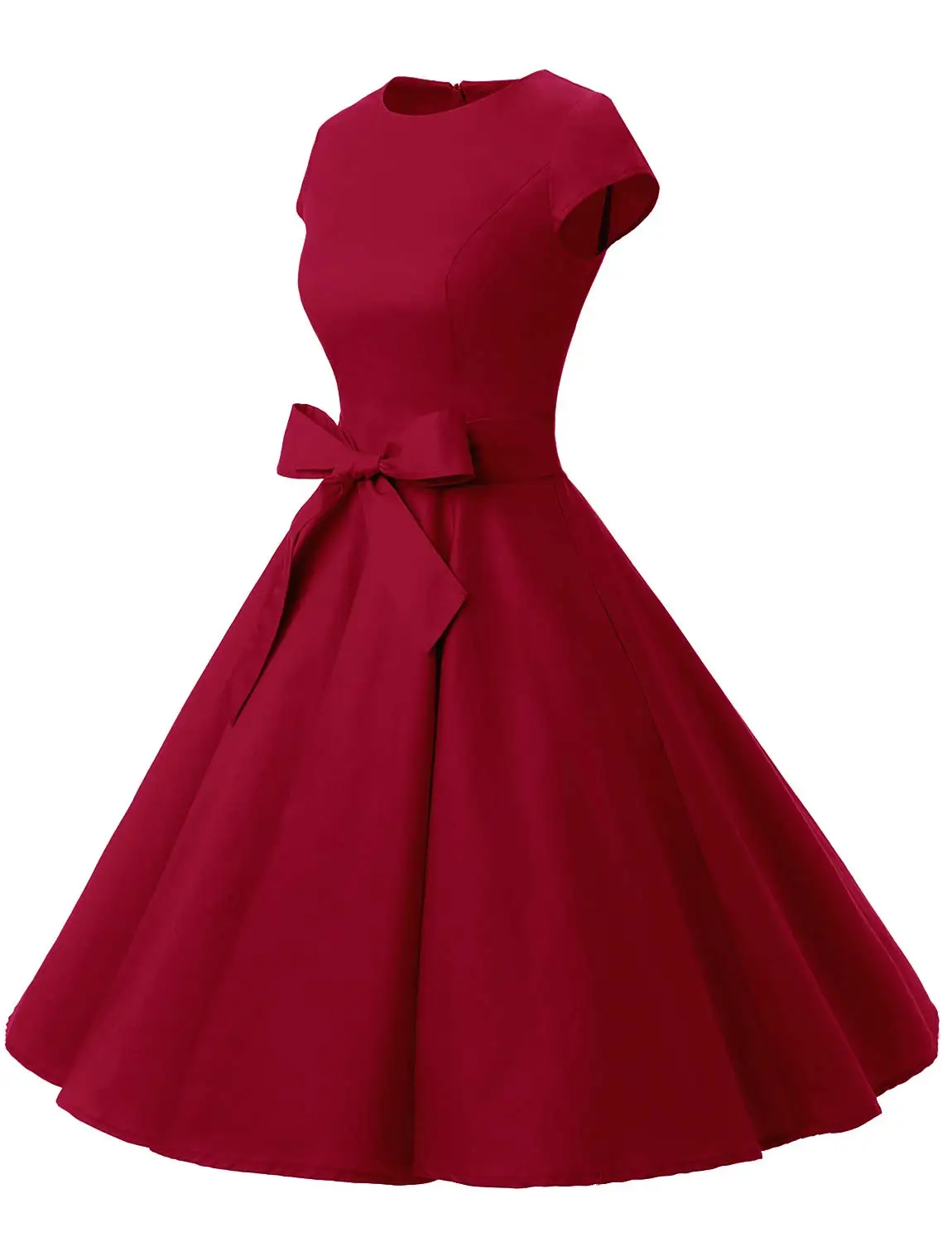Women Vintage 1950s Retro Rockabilly Prom Dresses Cap-Sleeve