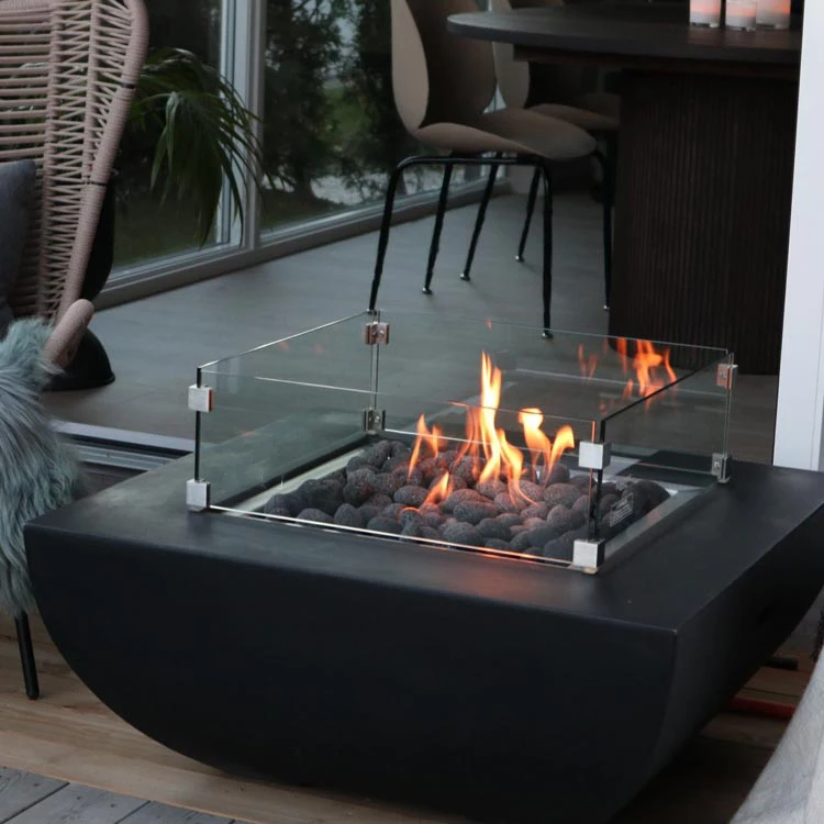 table gas firepit patio square corten steel tabletop outdoor fire pit