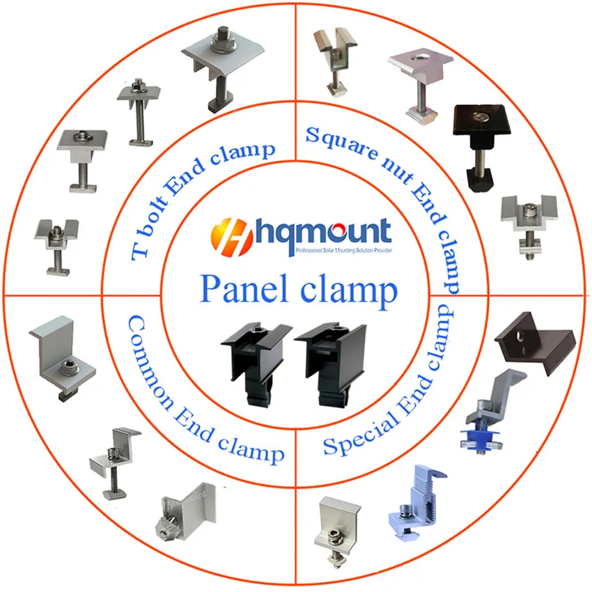 PV Mid  End Clamp Manufacturer Solar Panel Mounting Kit Ground Rail Mounting Middle Clamp Accessories For Solar System