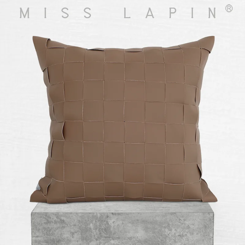 
Weave Leather Pillow Hand-braided PU Luxury Cushion Cover Designer Decorative Brown Throw Pillow Covers 20x20 