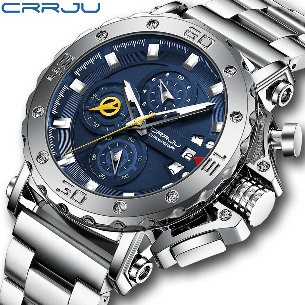 Customized logo high quality  stainless steel band chronograph  big dial 47MM quartz men luxury watches