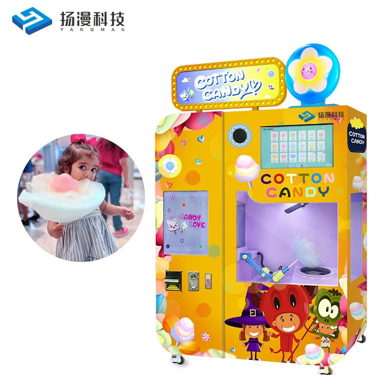 Remote Control Robot Electric Cotton Candy Machine Fully Automatic Cotton Candy Vending Machine For Mall