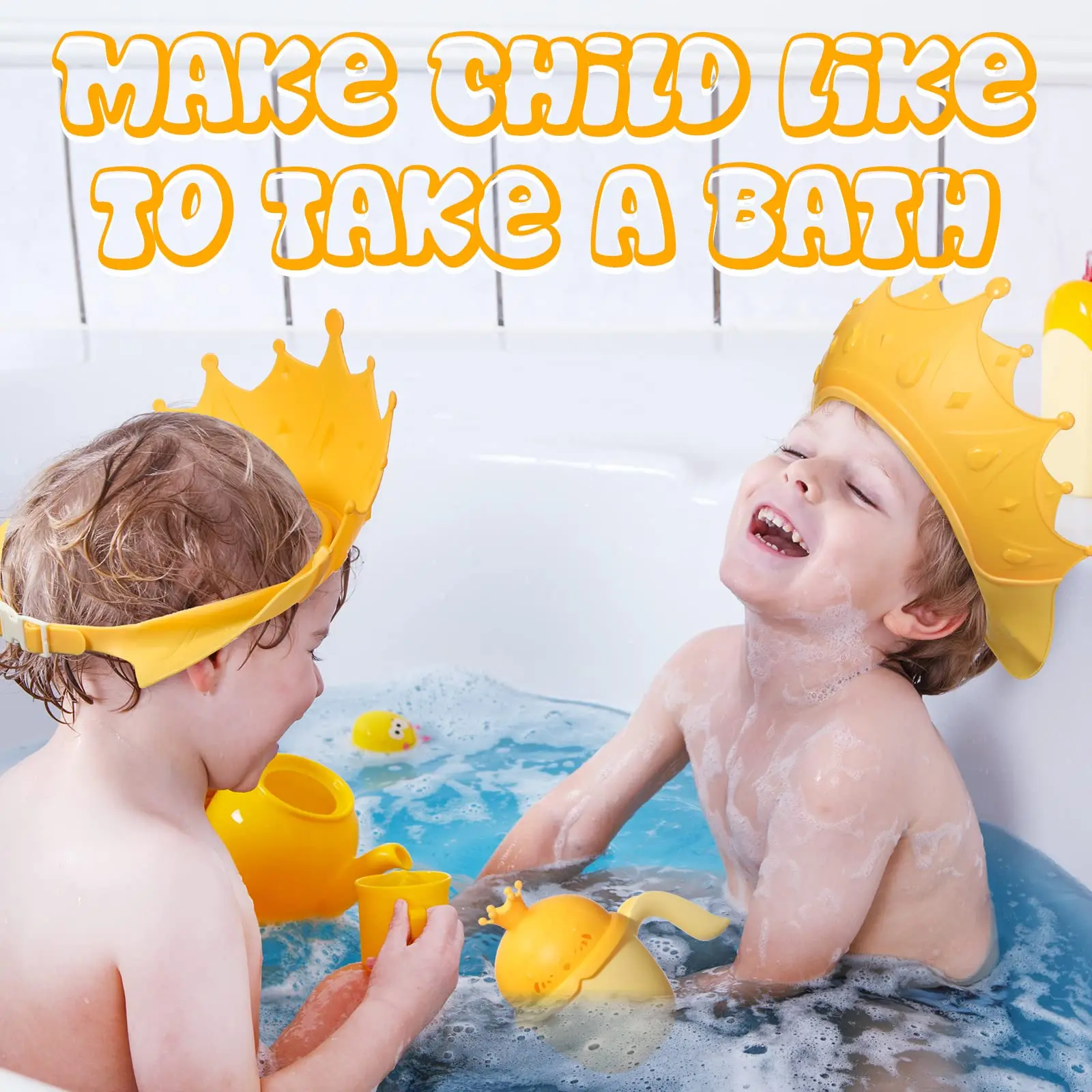 Soft Cap Baby Shower Hair Washing Hat for Kids Ear Protection Adjustable Head Cover Shield Safe Children Shampoo Bathing Shower