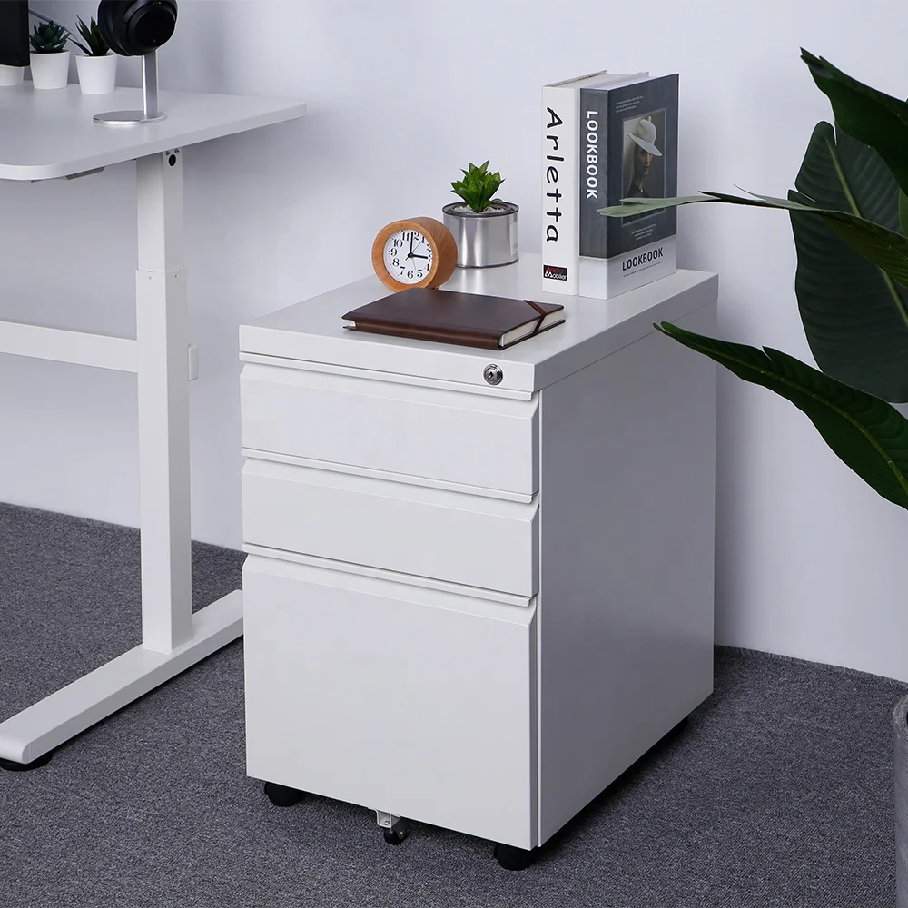3-Drawer Wheeled Mobile File Cabinet with Lock Under Desk Office for Home Office File Organizer