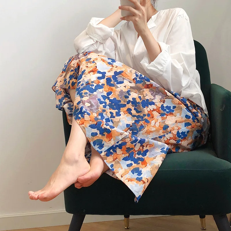 
2021 дизайнерское модное платье в стиле бохо средней длины с невидимой молнией и принтом масляной живописи 