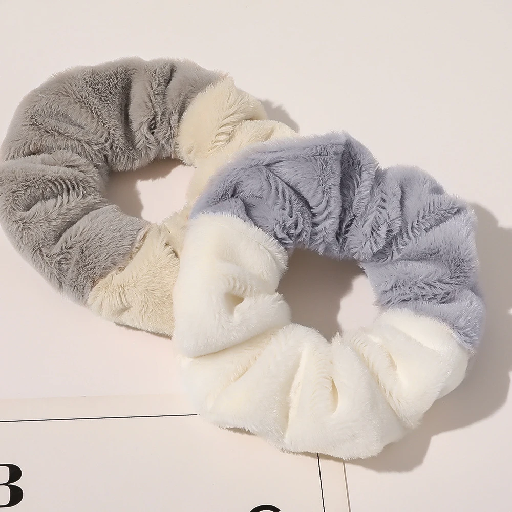 Winter Warm Soft Hair Scrunchies teddy furry hair ring band women and girls  ponytail holder hair accessories
