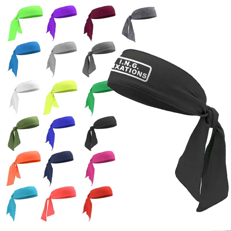 Promotional Adjustable Headband Hair Band Unisex Dry Head Tie Elastic Custom Logo Sports Headbands for Men Basketball Run Tennis