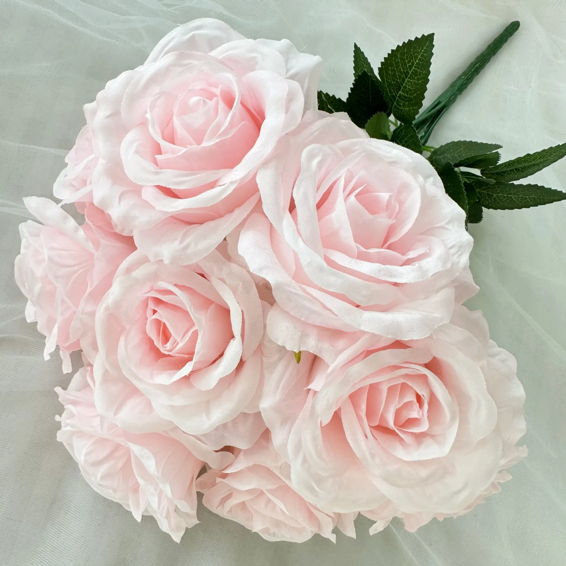 Wholesale 9 Heads Flowers Bunch Red Roses Blue Crystal Rose Heads Silk Flowers Real Black Decor Artificial Flower