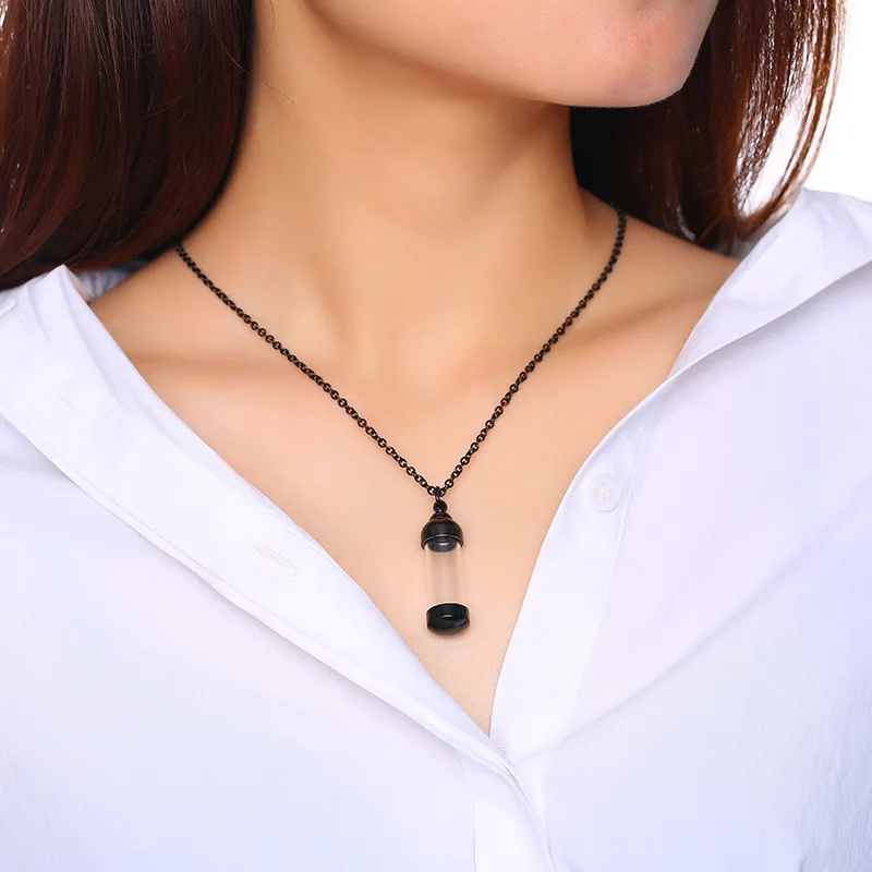 Stainless steel Necklace Openable Screw Cover For Ash Alloy Metal Chain Wishing Bottle Pendant Perfume Jars Necklace Luck Charm