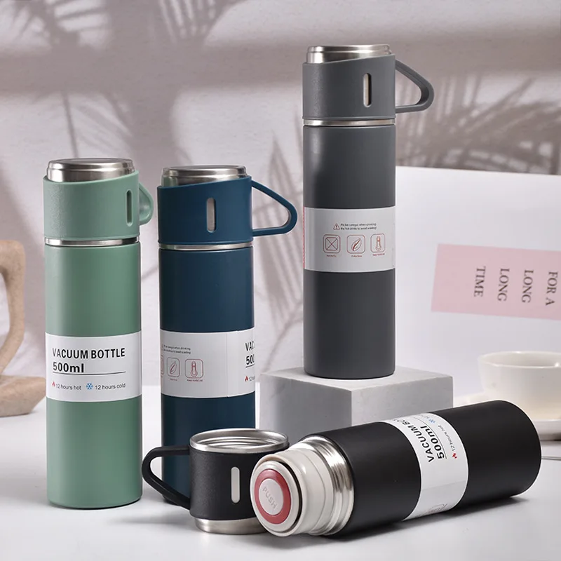 500ML Custom logo Thermos Mug set Vacuum Flask Double Wall Insulated Stainless Steel Water Bottle Coffee thermos with gift box