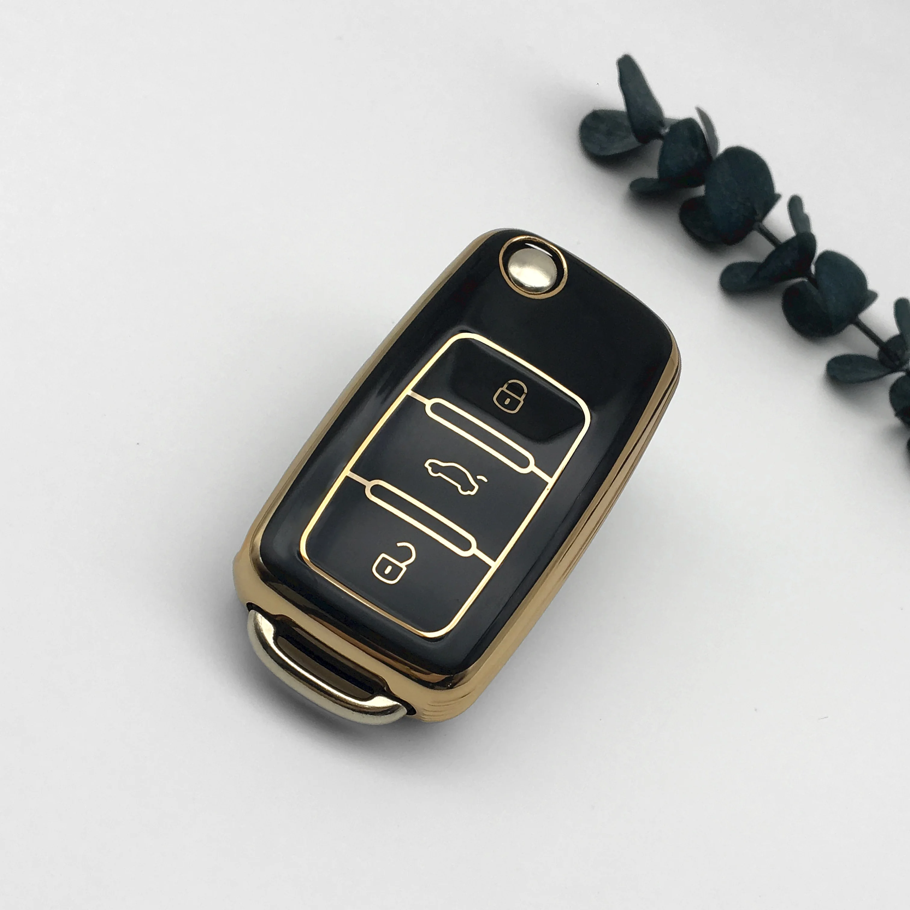 New Golden Soft Smart Hot Selling  TPU Car Key Shell High Quality Wholesale For VW TPU Car Key Cover Case