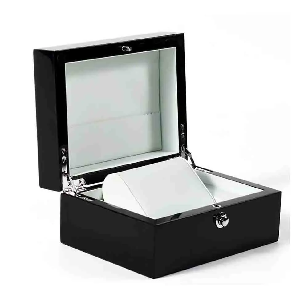 WETRUST High Quality Glossy Lacquer Watch Packaging Box Black Wood Wrist Watch Box Jewelry Case Men For Premium Gift Box
