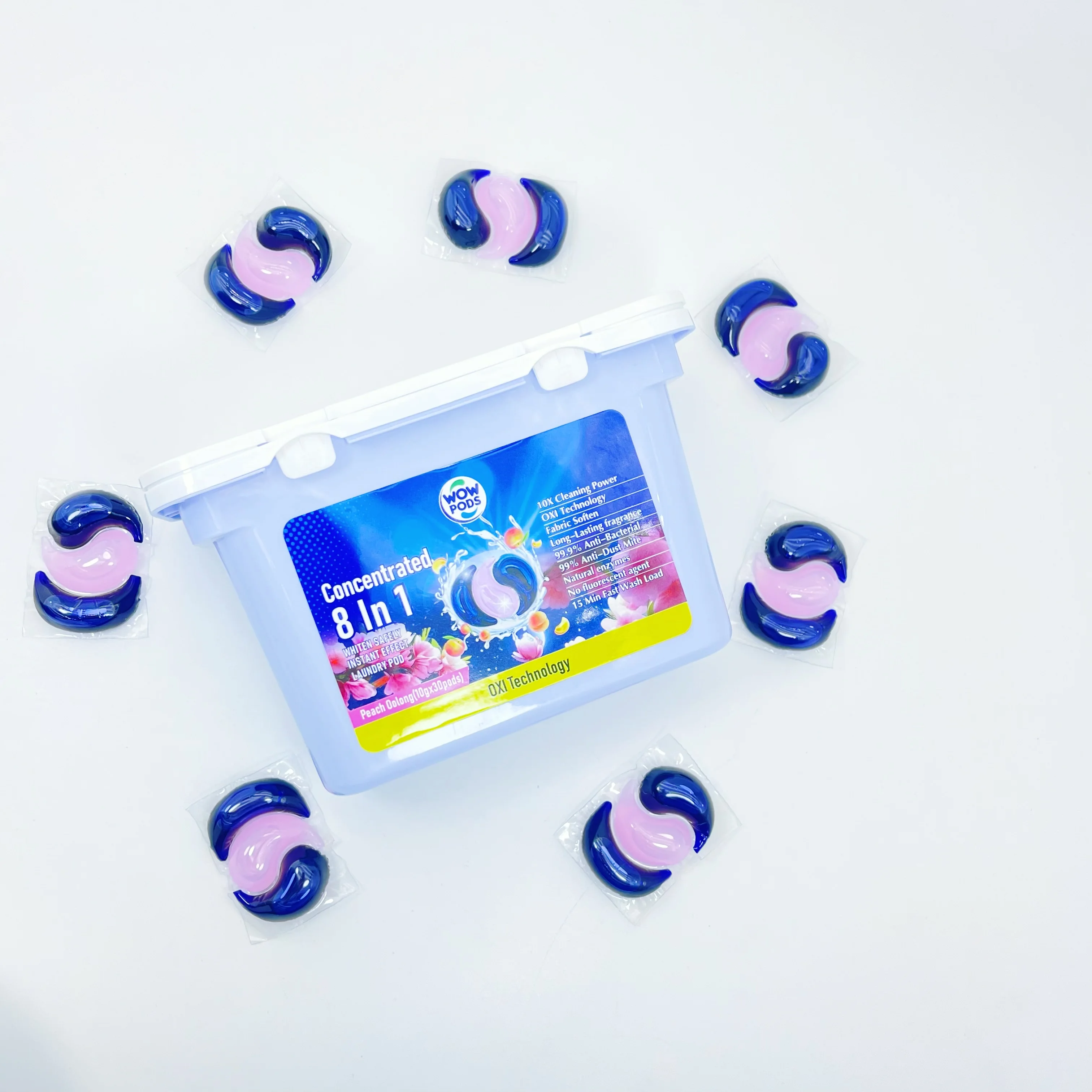 Peach oolong flavor Laundry Detergent Pods Beads Capsules Pods Container for Laundry Room Large Travel Wash Clothes Apparel