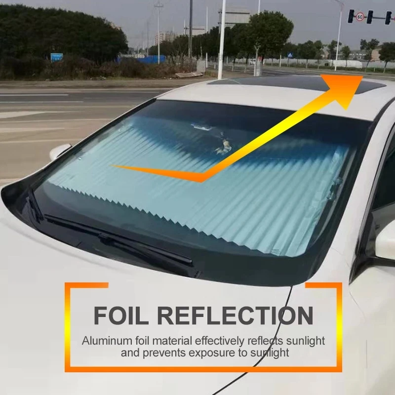 Universal Fit Front Car Windshield Sun Shade Visor Retractable Folding Auto Sun Block Cover
