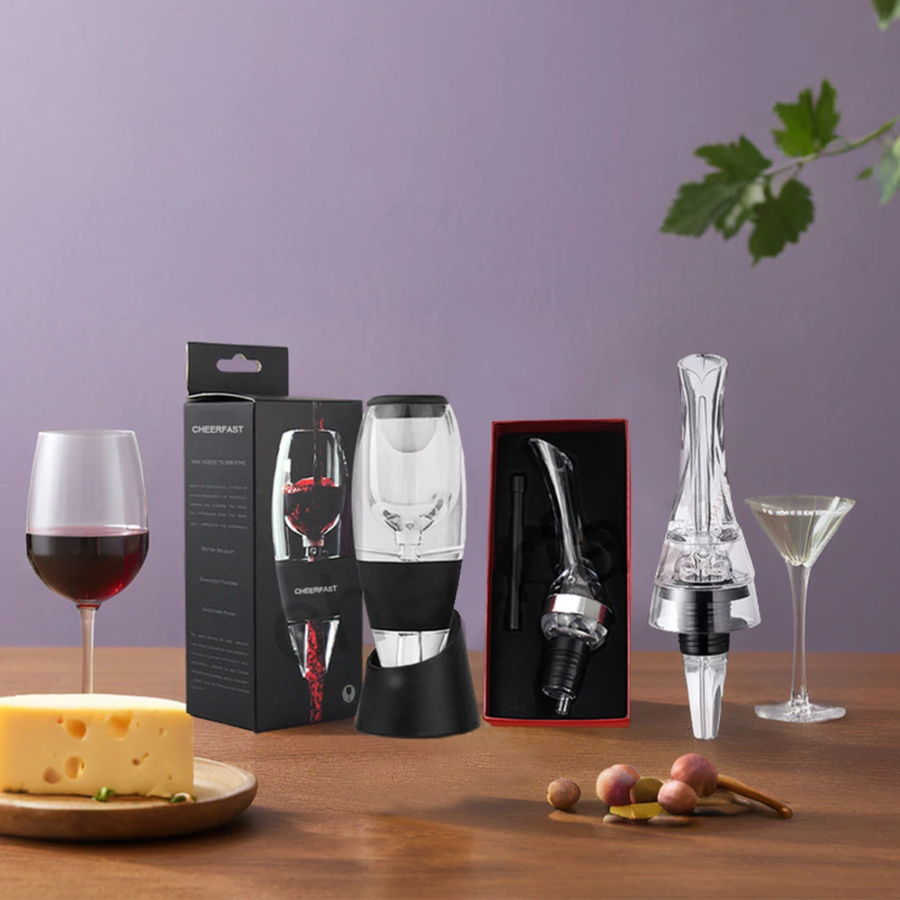 Sample Order Support Acrylic Black Portable Food Grade Wine Aerator Spout Metal Handle Wine Pour Spout Wine Aerator Acrylic