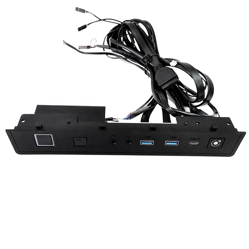 PC Case Front Panel Dual USB 3.0 port+Type c+Power Switch+Reset Switch+LED+Audio I/O Mount Board with Plastic Case Bracket