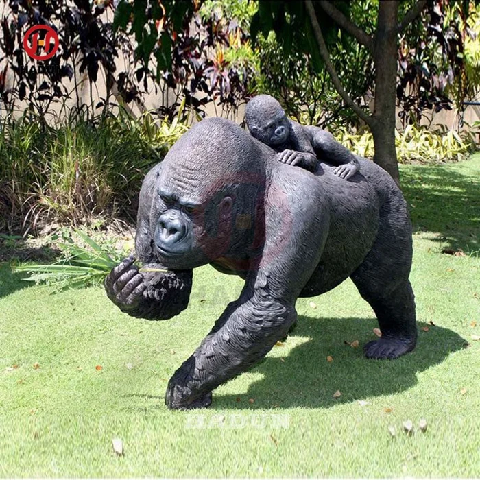 Large size modern garden bronze modern life size gorilla sculpture statue for sale