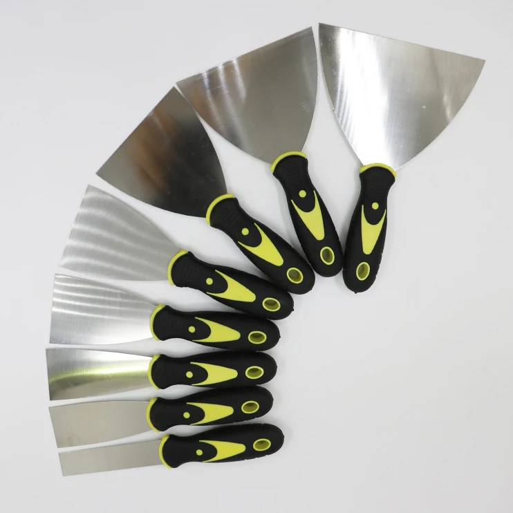 Industrial Grade Painter Tool Stainless Steel Scraper Putty Knife With Stainless Steel Blade Flexible Two Color Plastic Handle