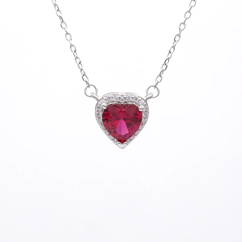 Exquisite necklace Multicolored heart shaped Zircon pendant Necklace 925 sterling silver necklace for women gift