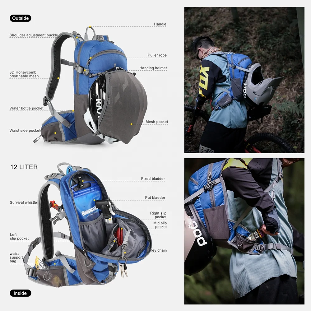 Rhinowalk 2022 New 12L Hydration Pack Hiking Cycle Backpack for Shorter Hikes Outdoor Daypack for Cycling