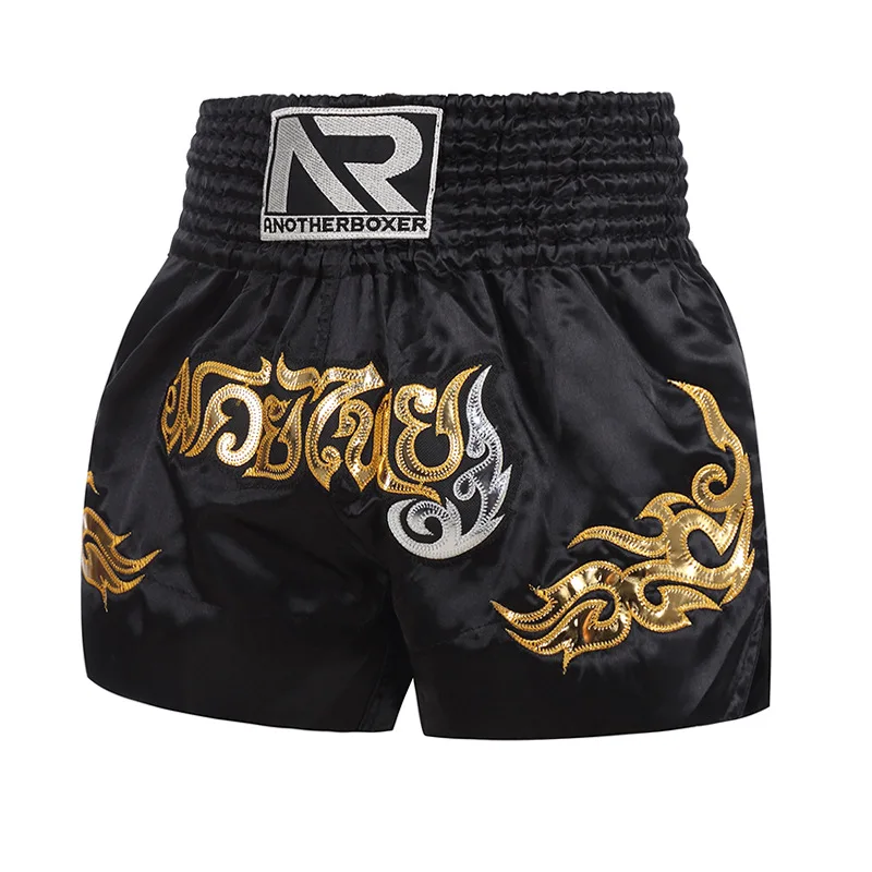 Custom Muay Thai Shorts Black Fabric Wholesale Muay Thai Boxing Shorts