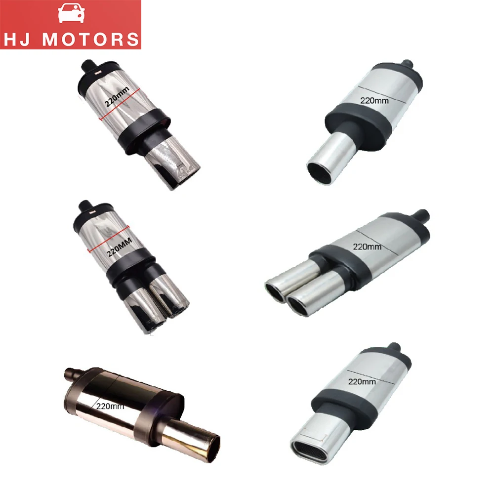 Universal Car Rear Muffler Exhaust Pipe Black Tube Tail 2-2.5 inch Car Exhaust Muffler System Muffler Exhaust Car