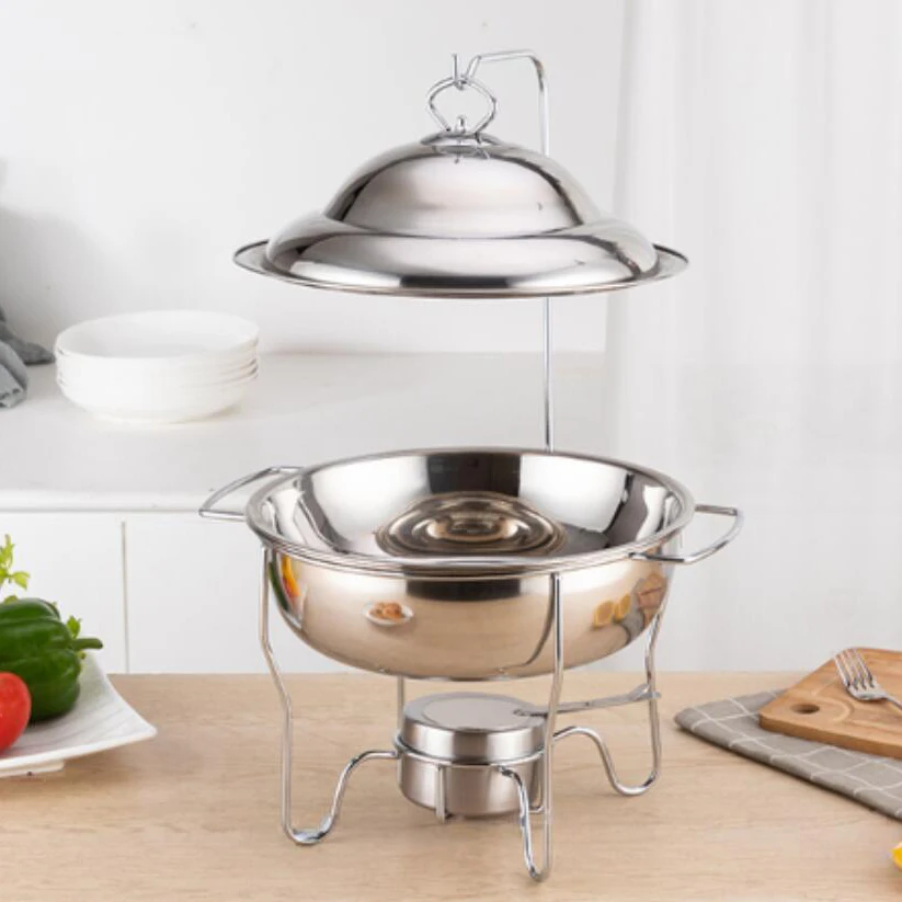FTS food warmer restaurant catering equipment stainless steel buffet round with hanging lid silver china supplier chafing dish