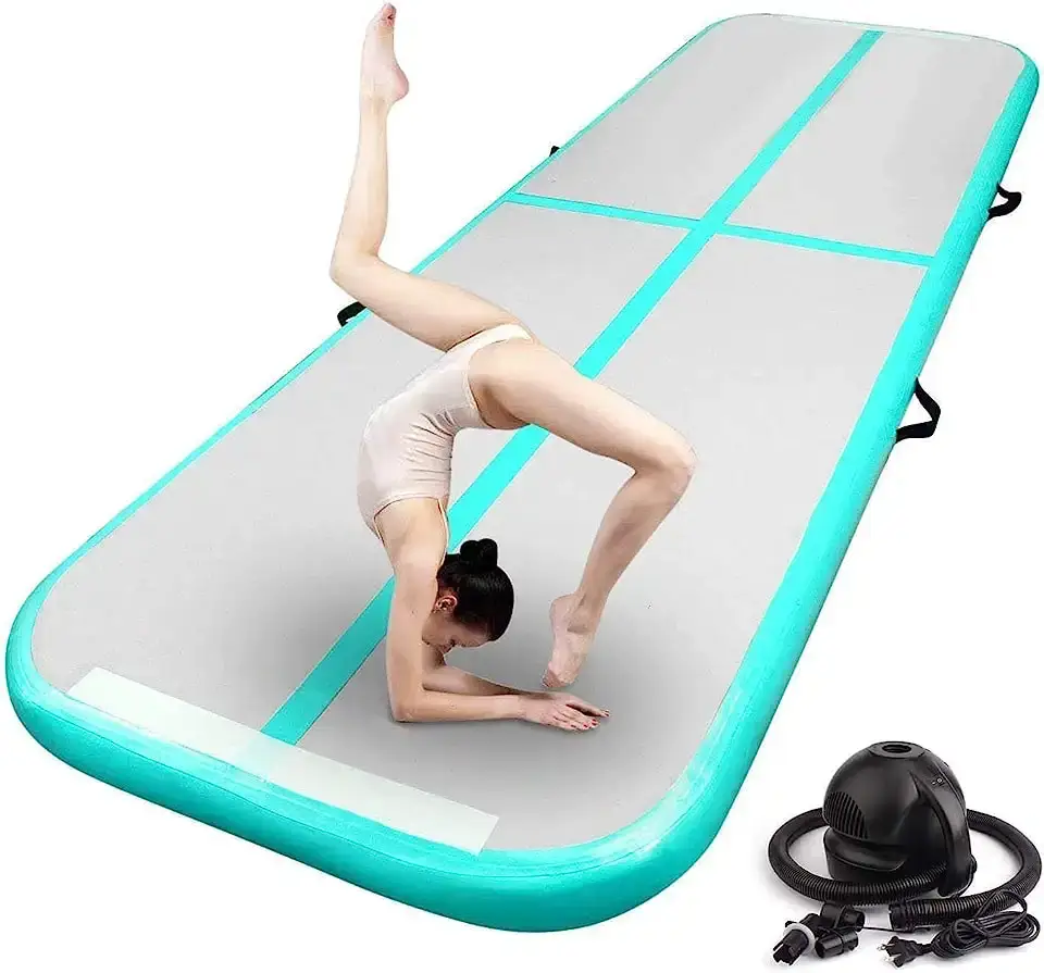 Naiya Inflatable Air Gymnastics Mat Inflatable Yoga Track Mattress Tumble Tracks Mint Green Air Training Mats for Gym Yoga