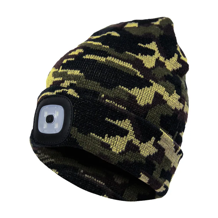 100% Acrylic Knitting beanie hat with led light inside black color LED Beanies