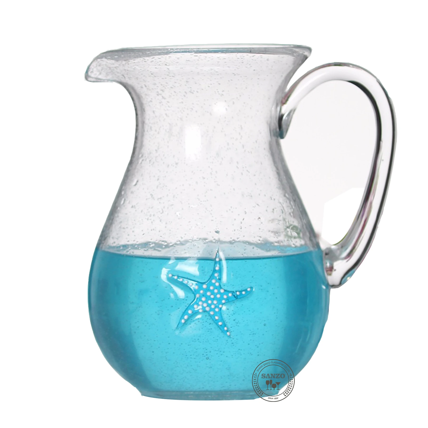 Sanzo Glassware Manufacturer 1.8l new style engraved flowers glass jug & glass pitcher