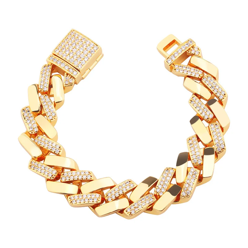 Мужские украшения в европейском стиле, браслет-цепочка в виде ромба из кубинской цепи