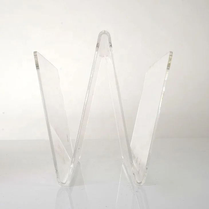Beautiful high gloss w shape acrylic magazine holder