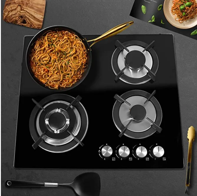 cooktops kitchen 4 burner gas stove built in four gas burner glass cooking bench black solid rv cooker yacht gas hob kitchenware