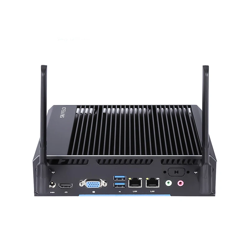 industrial fanless i7 8565U 2 lan DDR4  mini computer with linux OS 2*RJ45 1*VGA Fanless Mini Industrial Pc