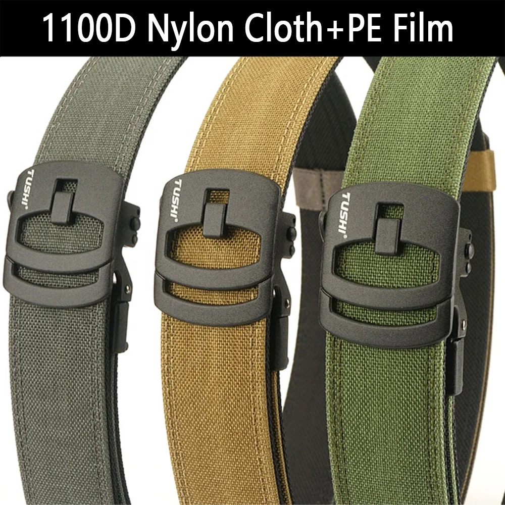 Wholesale Bilayer Nylon Hard Tactical Belt for Men Automatic Metal Heavy Duty Utility EDC Belt  IPSC Outdoor Casual Belt Factory