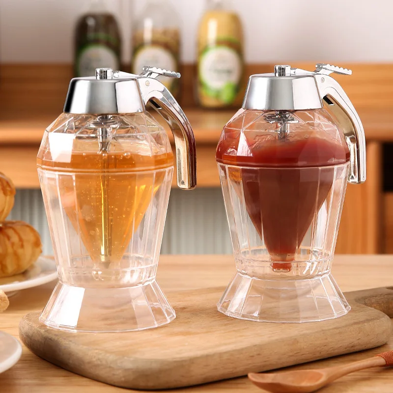 Hot Sale 180ML Diamond  Honey Dispenser Syrup Dispenser Jar Container Plastic Storage Pot for Home Cooking Baking No Drip