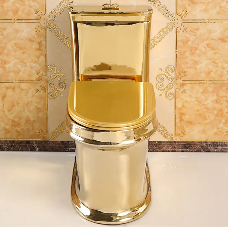 Bathroom ceramic sanitary ware golden color toilet gold wc toilet for sale