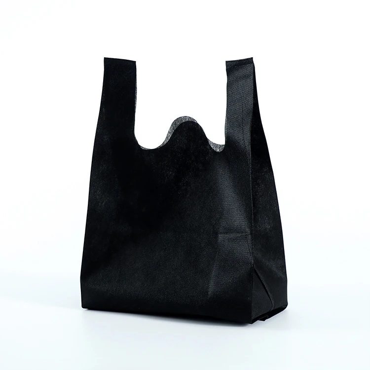 Custom eco friendly non woven vest handle bag non woven t shirt bag d cut w cut non woven bag