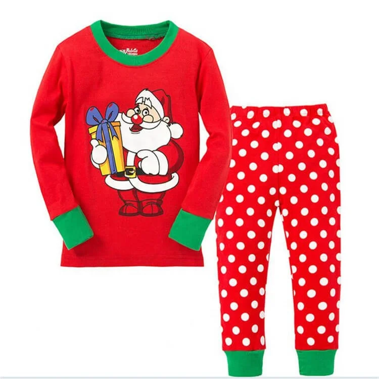
Red color girl kids clothes pants set Christmas wholesale toddler baby clothes children Christmas Pajamas 