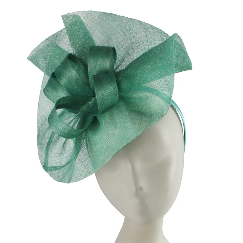 Ladies fashion green sinamay fascinator hats