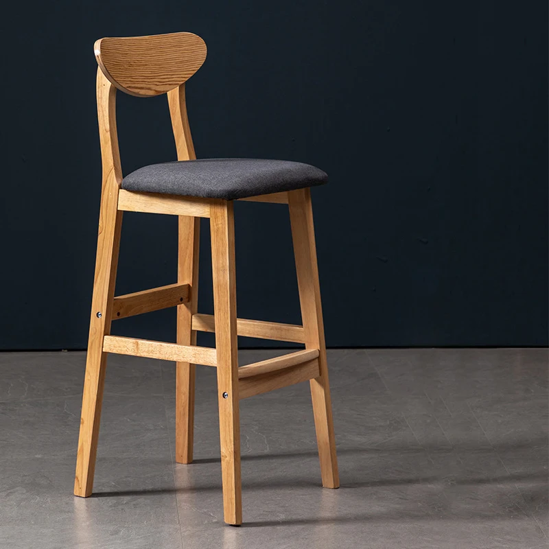 Hot Sell Solid Wood Bar Modern Simple Backrest Chair Bar Chair Milk Tea Store Front Bar Stool Nordic High Chair CH-436