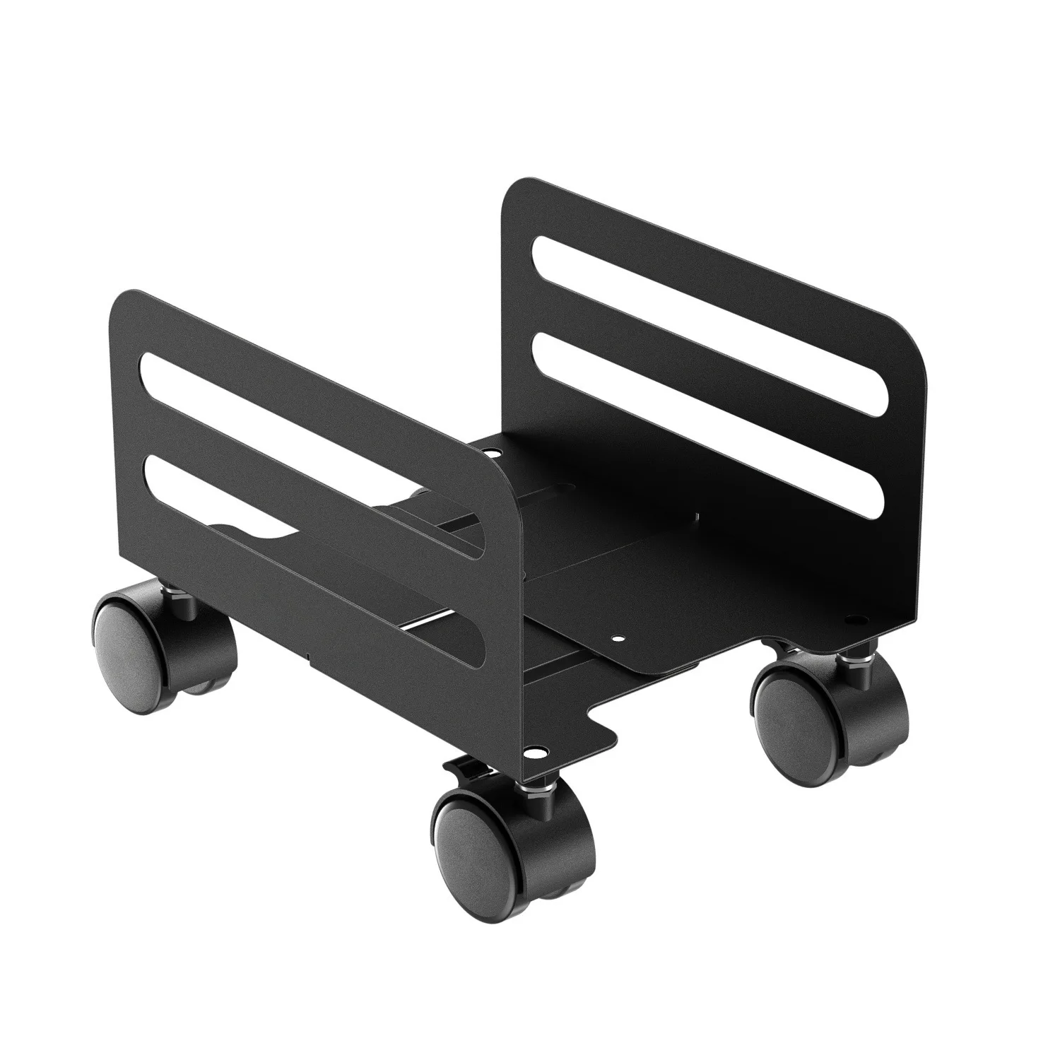 Black CPU Stand with Wheels Waterproof Desktop & Drawer Organizer for Computer Cases & PC Towers