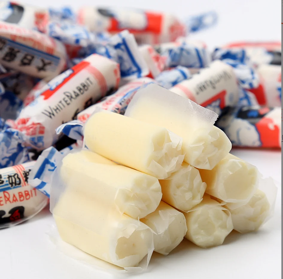 White rabbit plain, yogurt, chocolate milk candy nostalgic ready-to-eat snacks