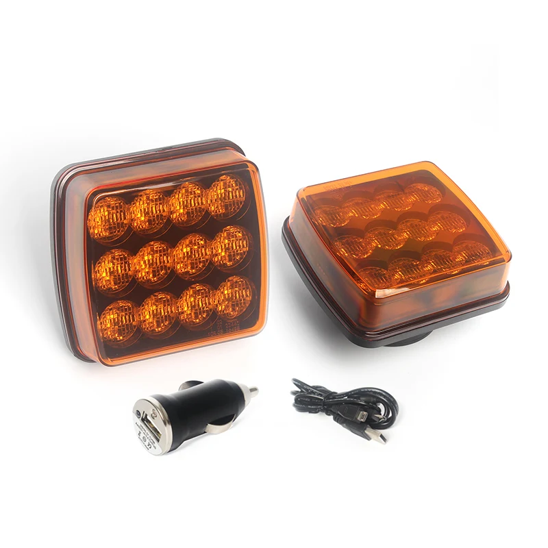 Wireless Rechargeable Magnetic Trailer Hazard Warning Light Set
