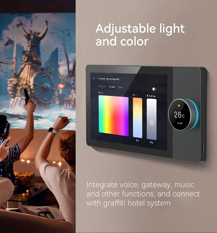 8 inch Smart home wifi zigbee automation gateway background music amplifier with big LCD alexa voice control