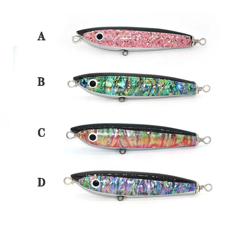 TAKEDO Wholesale High Quality RX06 13cm 35g Abalone Shell Stick Sait Lure  Bass  Topwater Lures Wood Fishing Lure